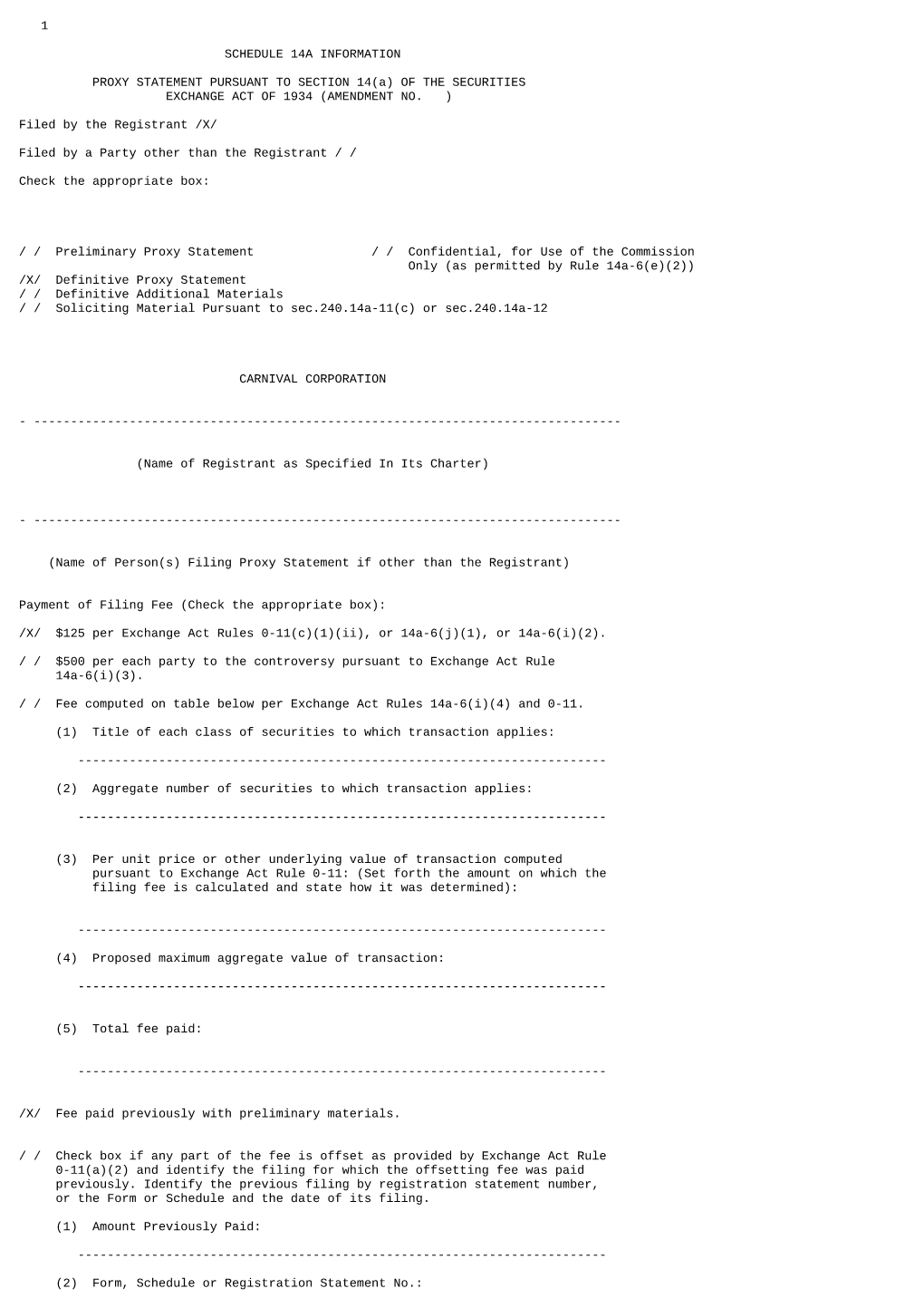 1 Schedule 14A Information Proxy Statement