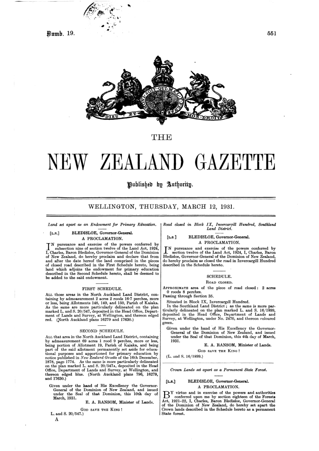 No 19, 12 March 1931