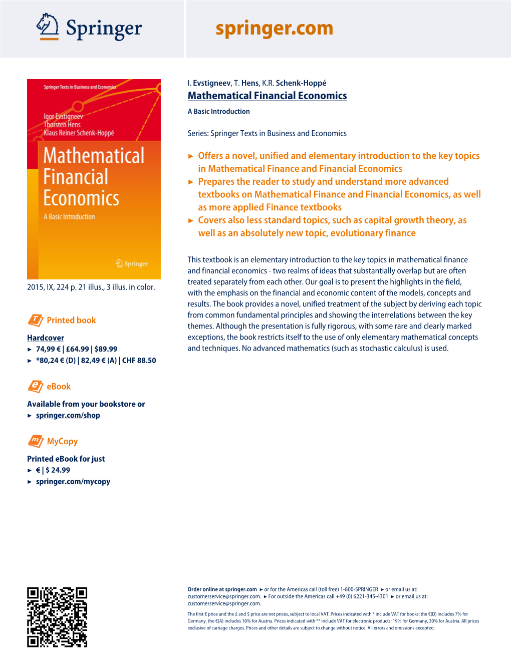 Mathematical Financial Economics a Basic Introduction