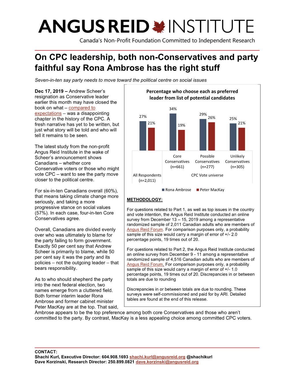 On CPC Leadership, Both Non-Conservatives and Party Faithful Say Rona Ambrose Has the Right Stuff