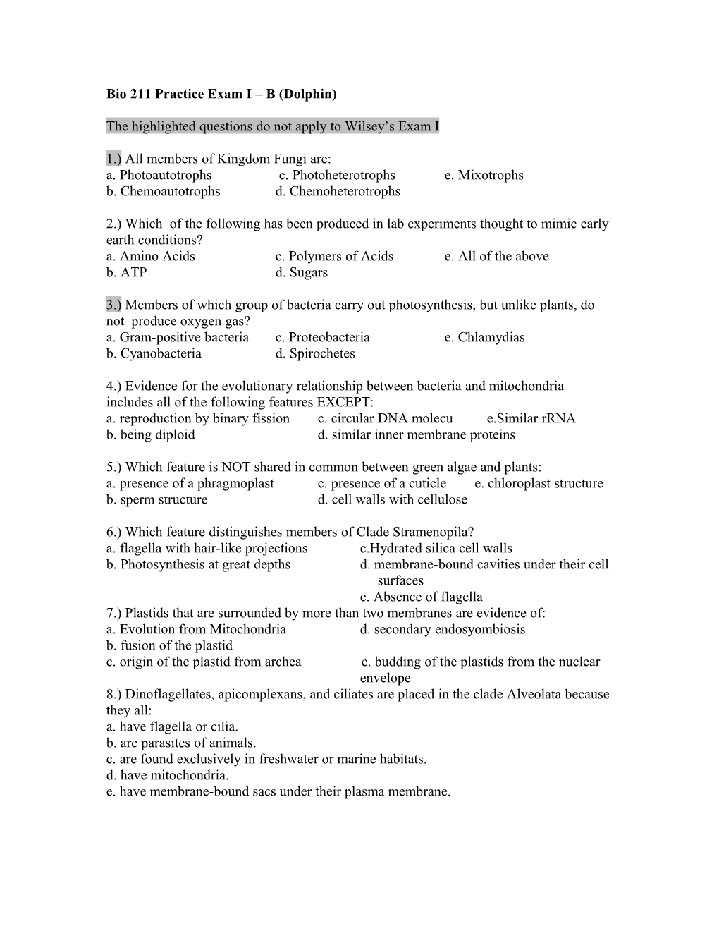 9-13 SI Practice Exam Questions