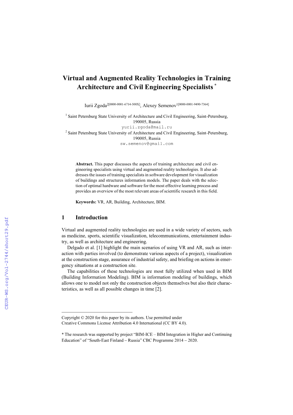 Virtual and Augmented Reality Technologies in Training Architecture and Civil Engineering Specialists *