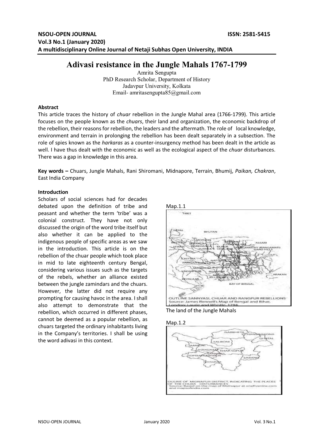 Adivasi Resistance in the Jungle Mahals 1767-1799