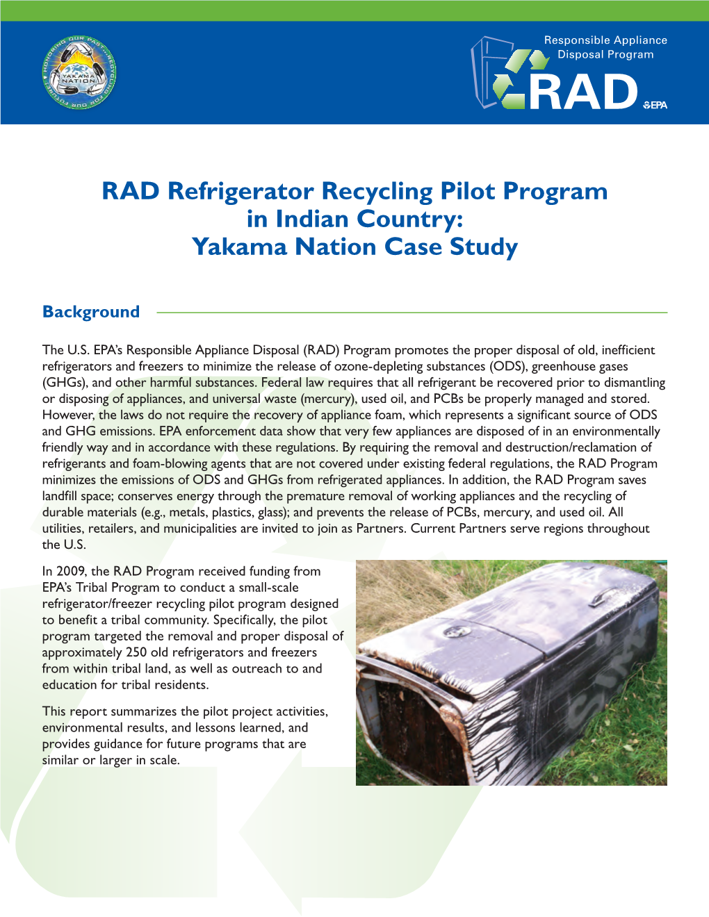 RAD Refrigerator Recycling Pilot Program in Indian Country: Yakama Nation Case Study