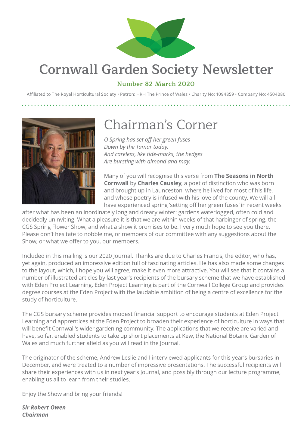 Cornwall Garden Society Newsletter Chairman's Corner