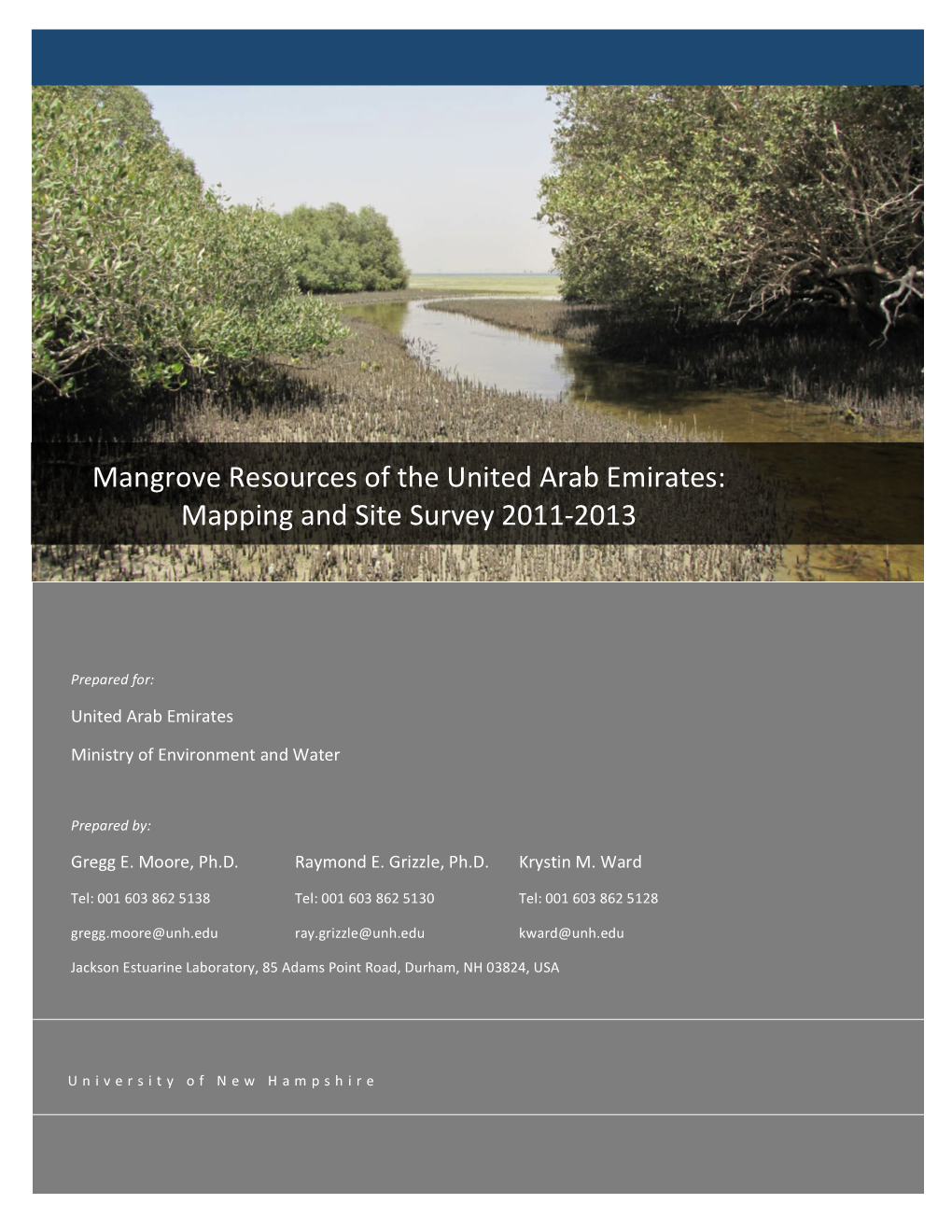Mangrove Resources of the United Arab Emirates: Mapping and Site Survey 2011-‐2
