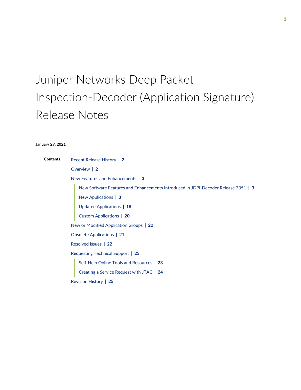 Juniper Networks Deep Packet Inspection-Decoder (Application Signature) Release Notes