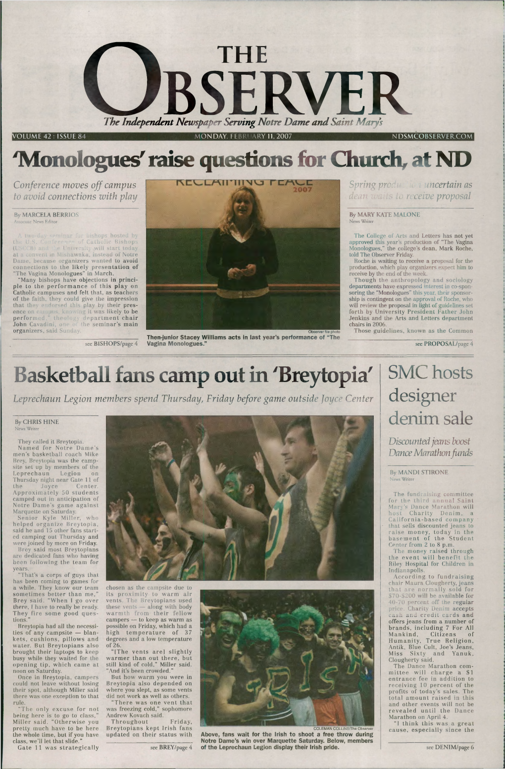 'Monologues' Raise Questions for Church, at ND