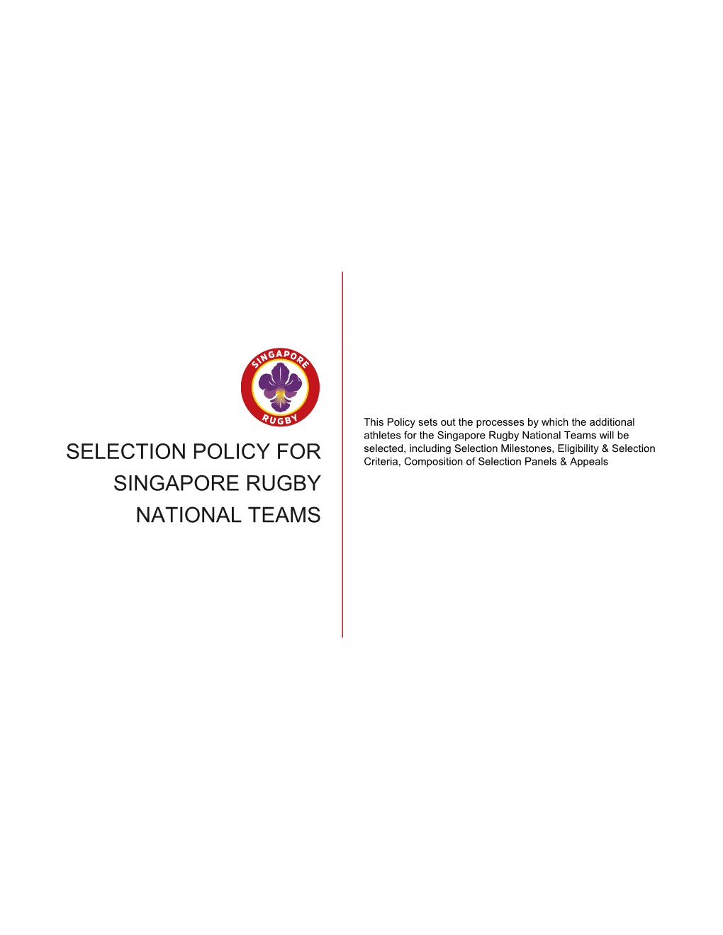 National Team Selection Policy