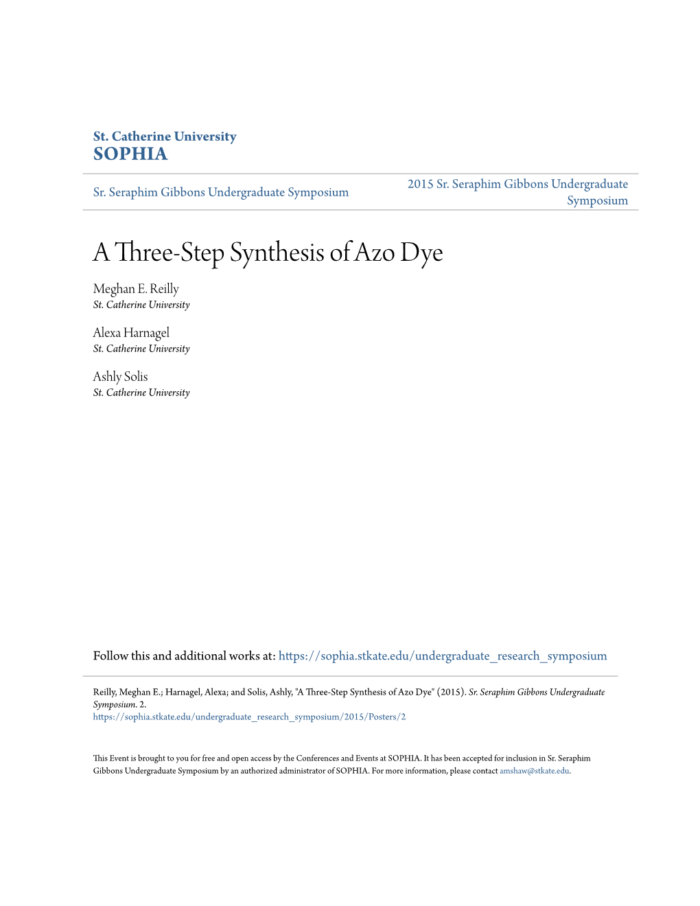 A Three-Step Synthesis of Azo Dye Meghan E