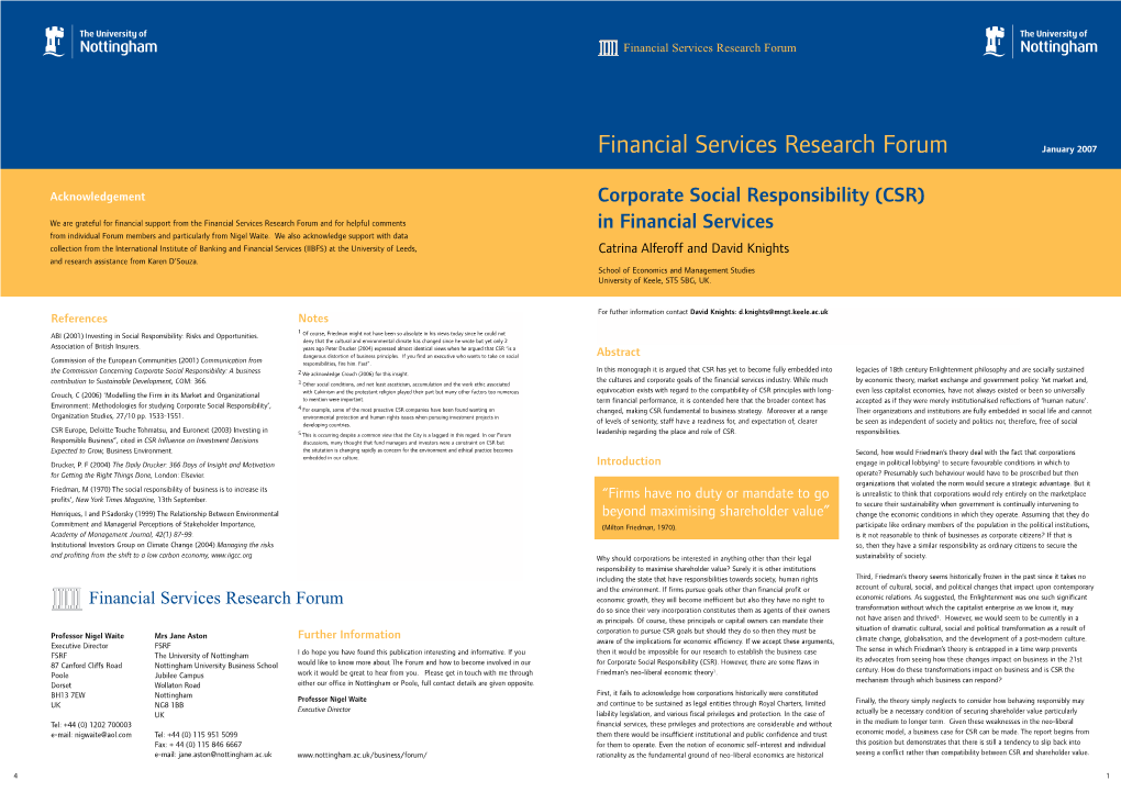 Financial Services Research Forum