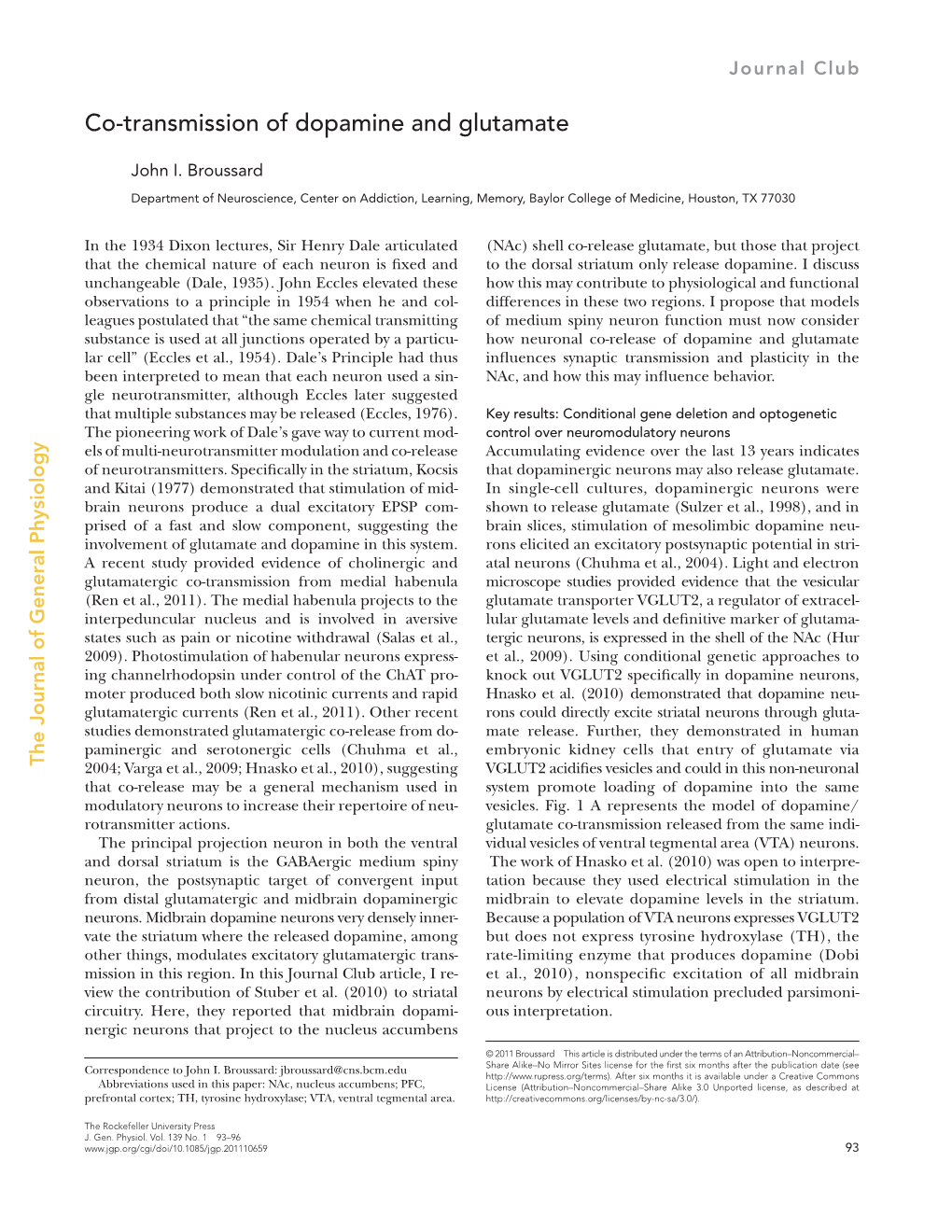 Co-Transmission of Dopamine and Glutamate