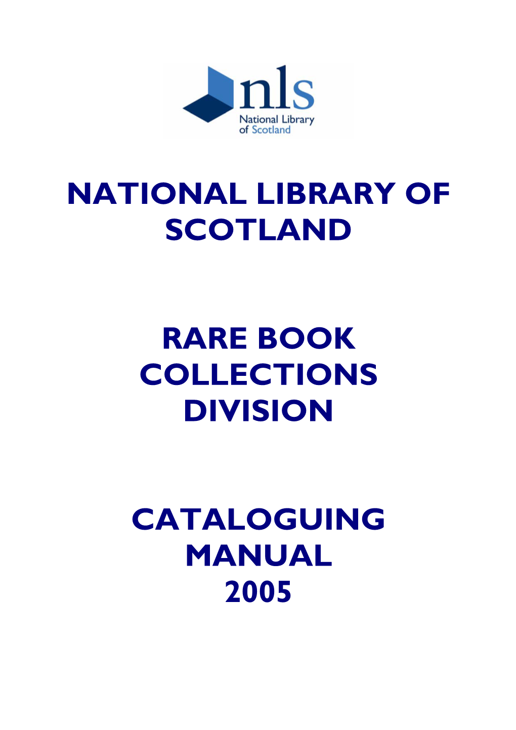 Rare Book Collections Cataloguing Manual