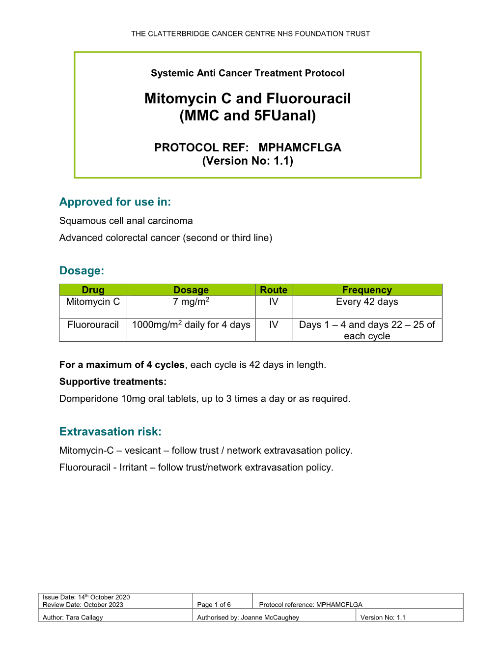 Mitomycin C and Fluorouracil (MMC and 5Fuanal)