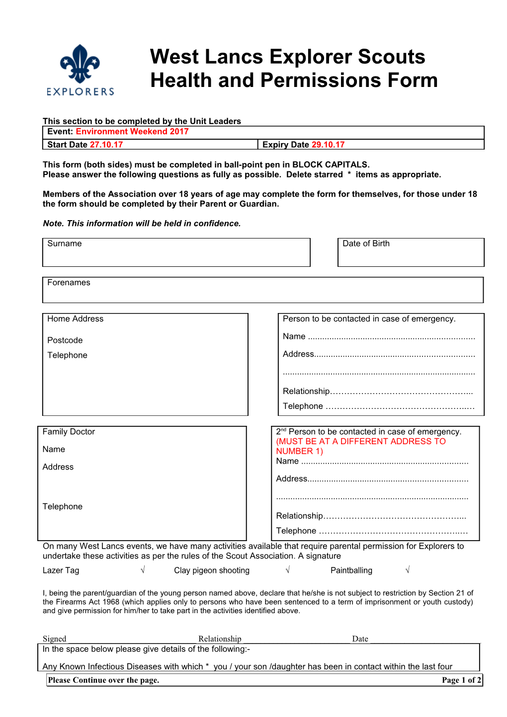 Health Information Form