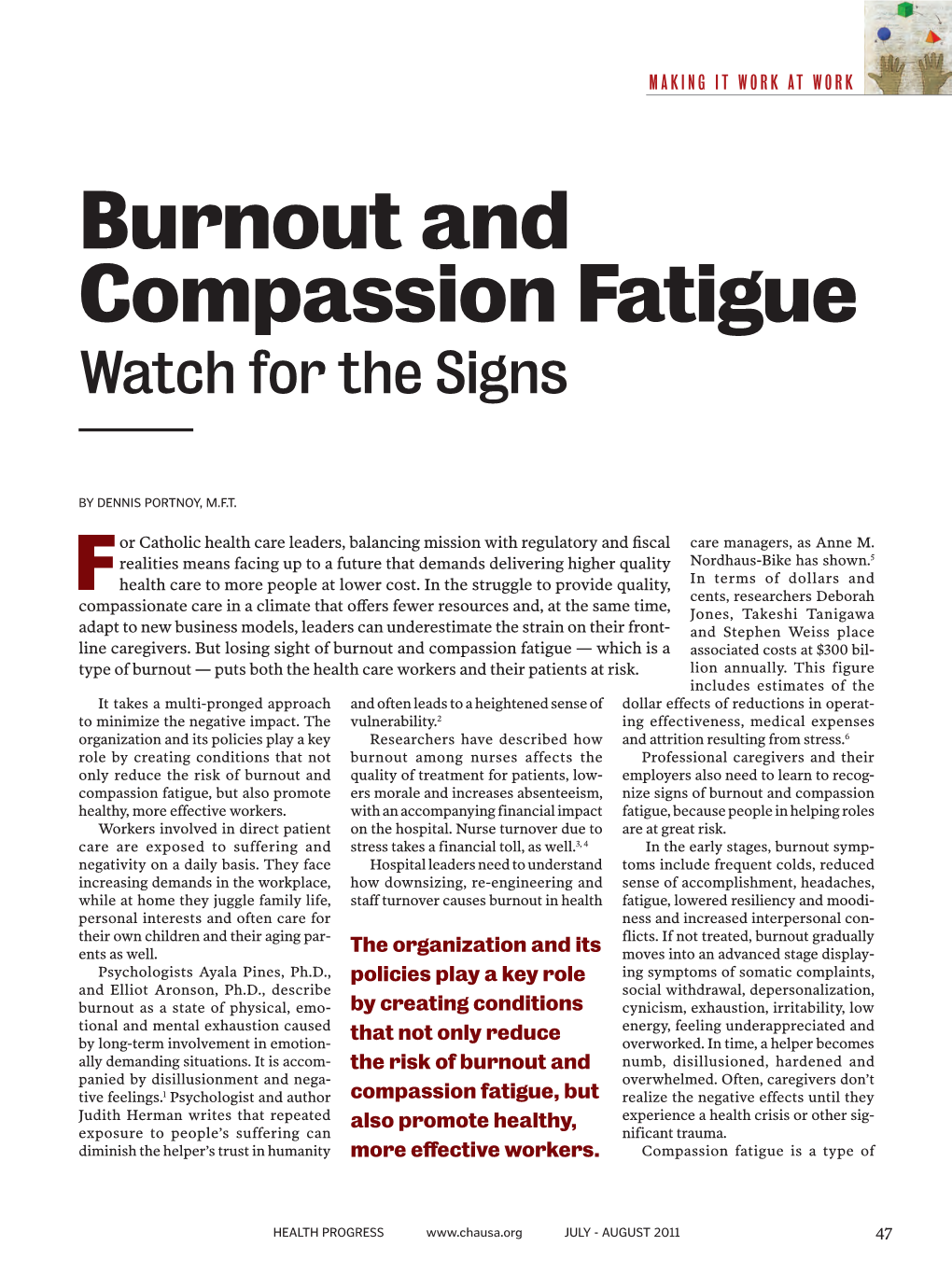 July-August 2011 Burnout and Compassion Fatigue