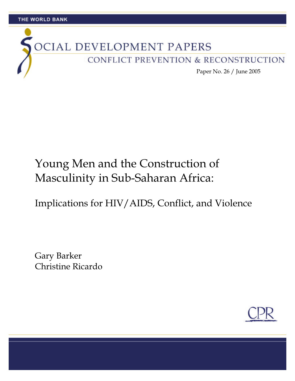 Young Men and the Construction of Masculinity in Sub-Saharan Africa