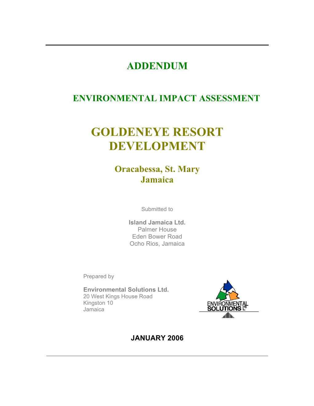 Addendum Environmental Impact Assessment