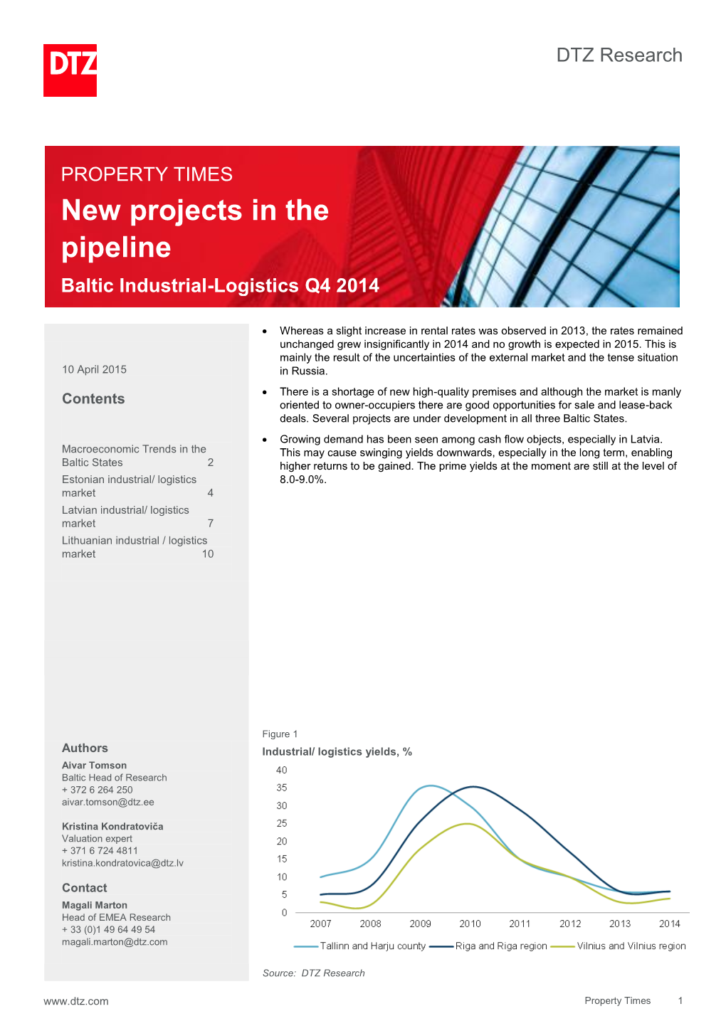 New Projects in the Pipeline Baltic Industrial-Logistics Q4 2014