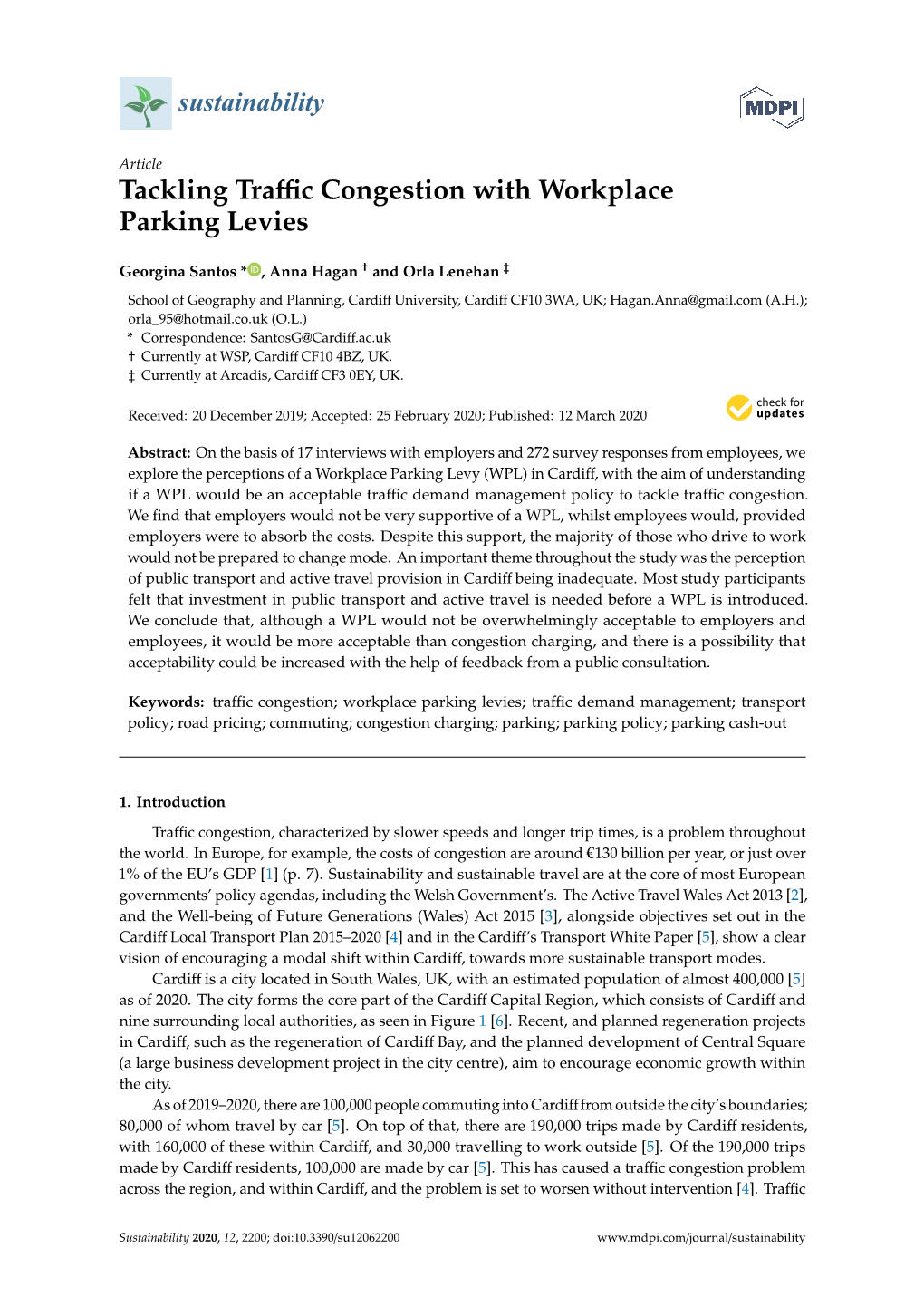 Tackling Traffic Congestion with Workplace Parking Levies