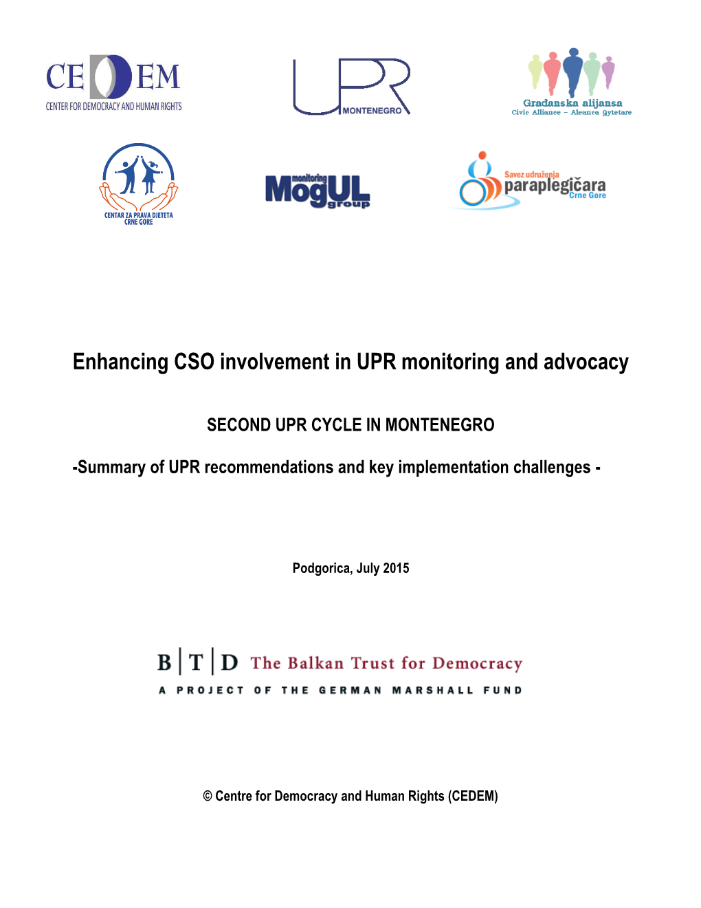 Enhancing CSO Involvement in UPR Monitoring and Advocacy