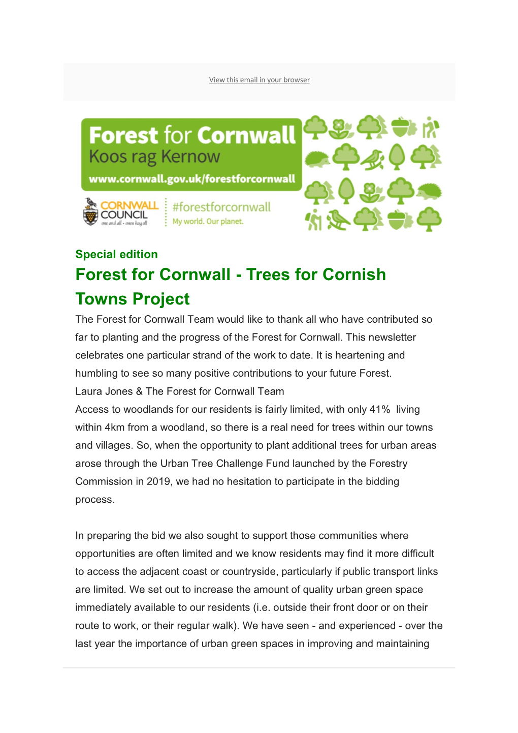 Trees for Cornish Towns Project