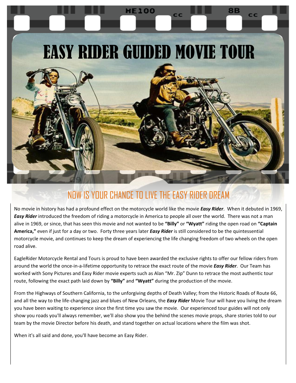 Easy Rider Guided Movie Tour