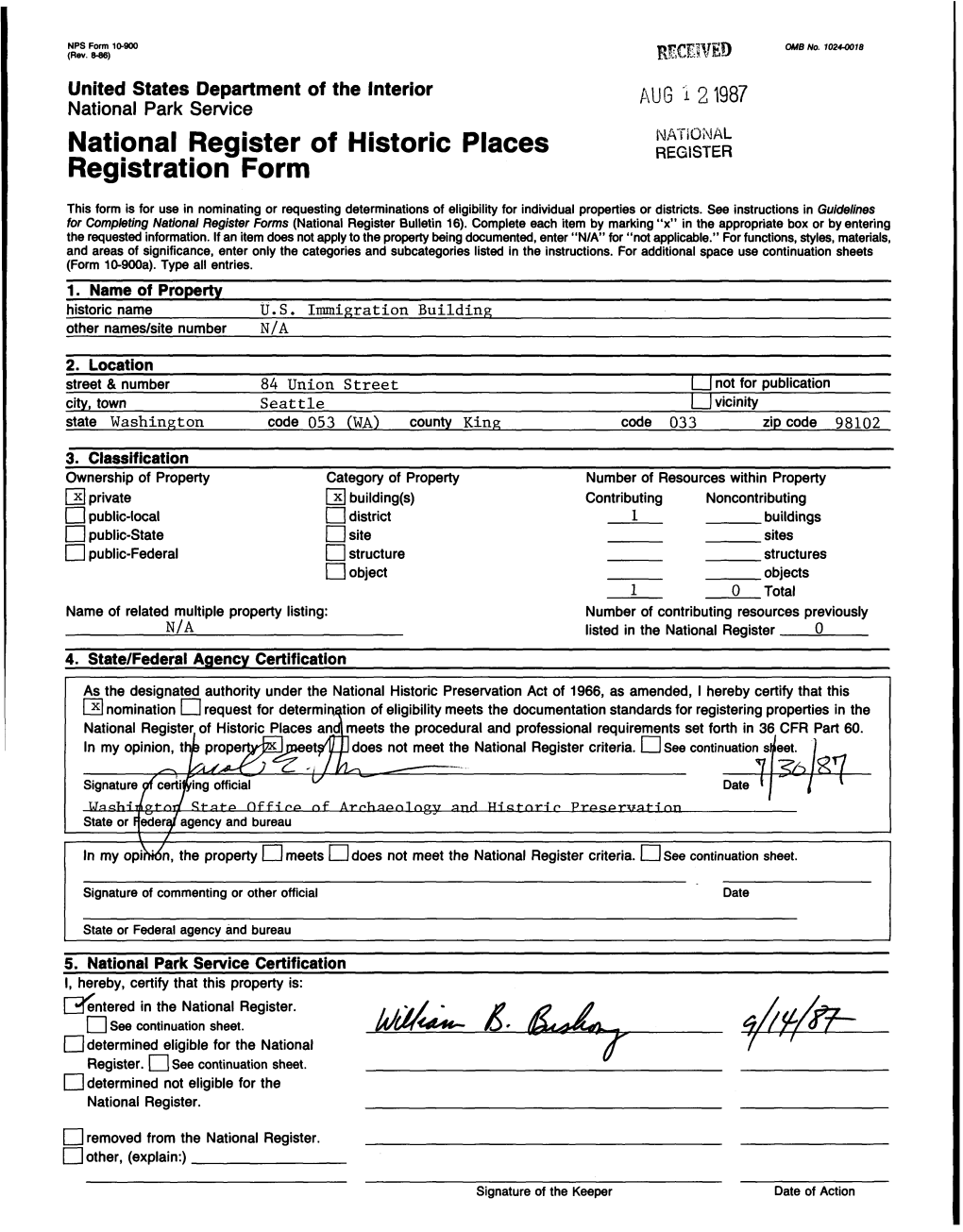 National Register of Historic Places Continuation Sheet