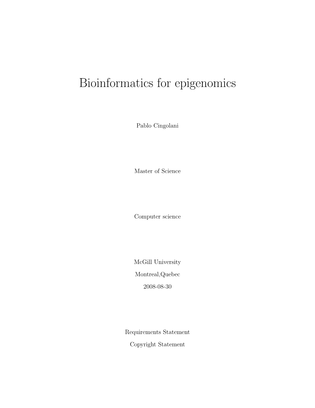 Bioinformatics for Epigenomics