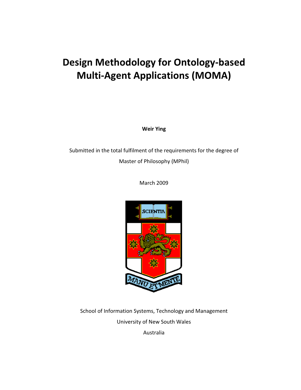 Design Methodology for Ontology-Based Multi-Agent Applications (MOMA)