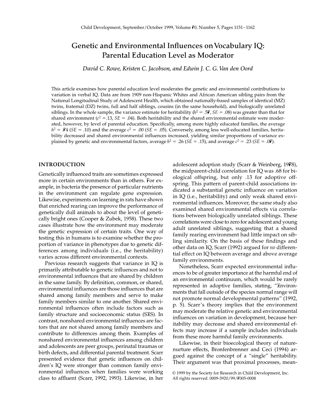 Genetic and Environmental Influences on Vocabulary IQ