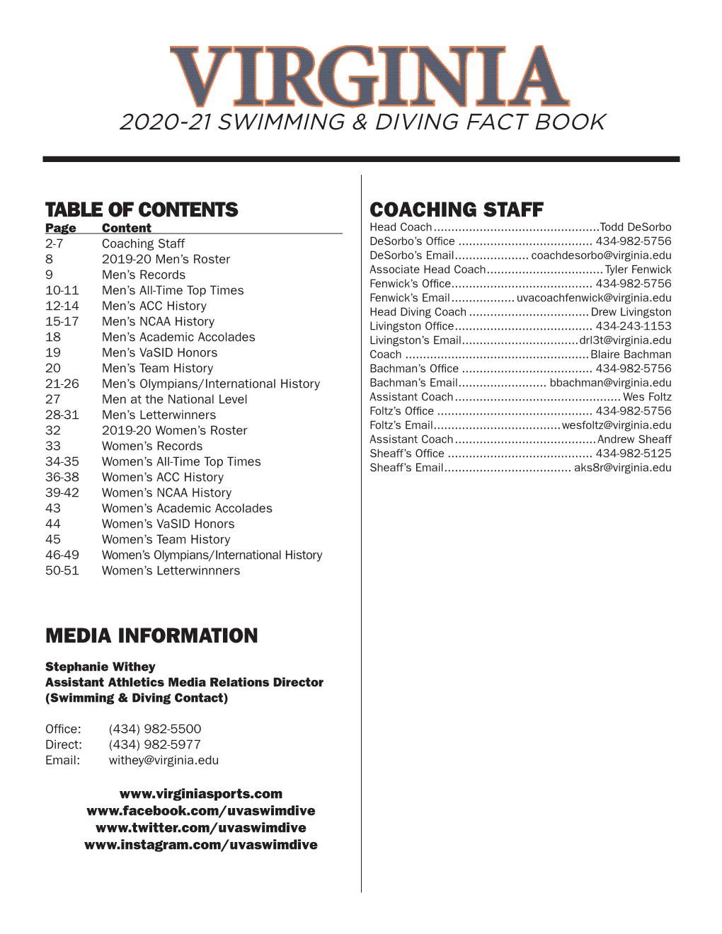 2020-21 Swimming & Diving Fact Book