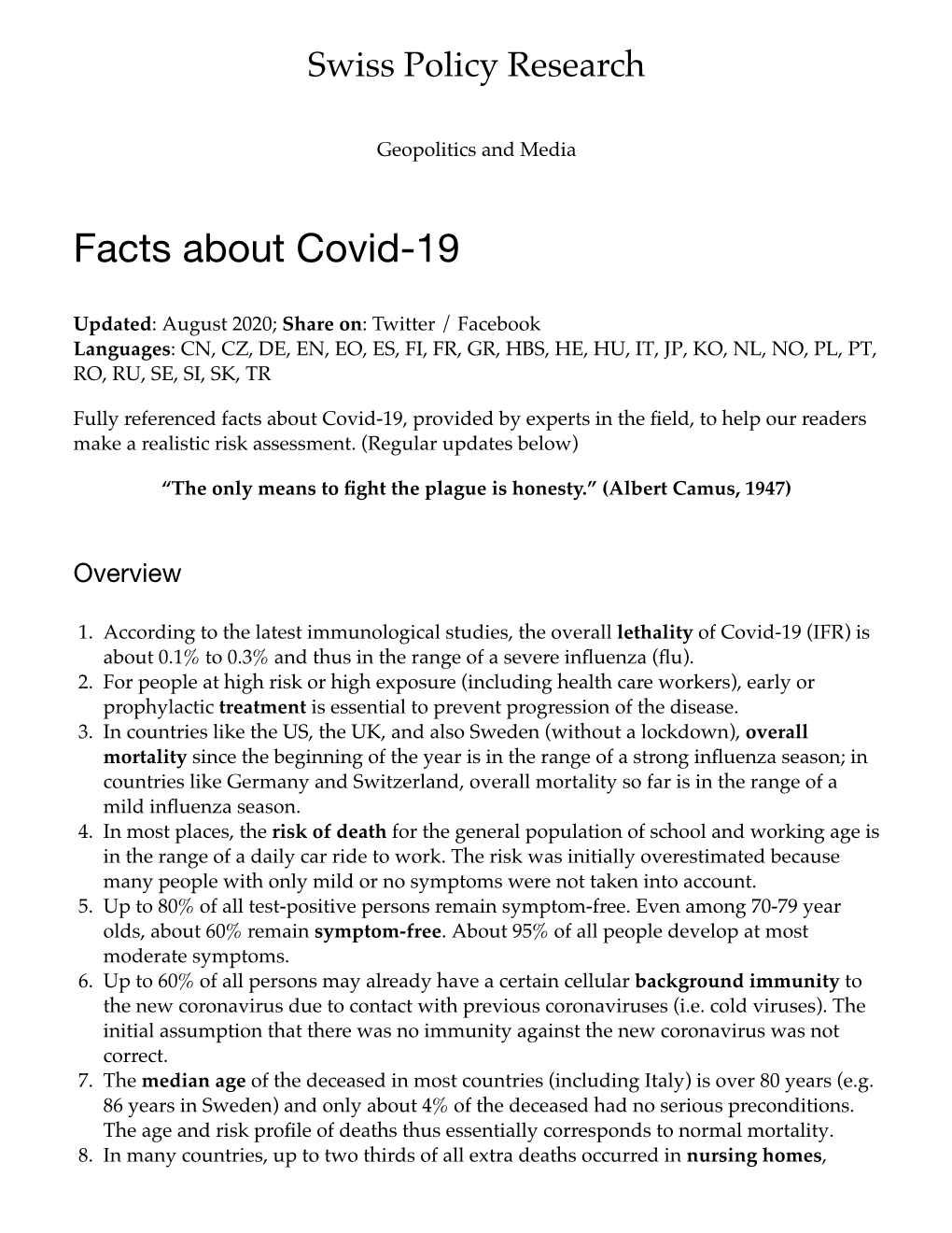 Facts About Covid-19