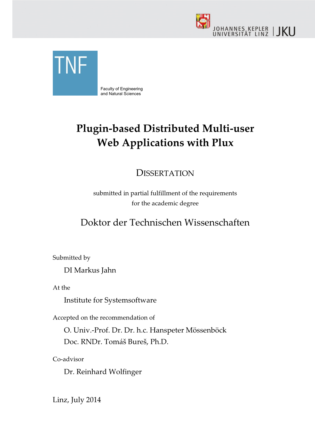 Plugin-Based Distributed Multi-User Web Applications with Plux