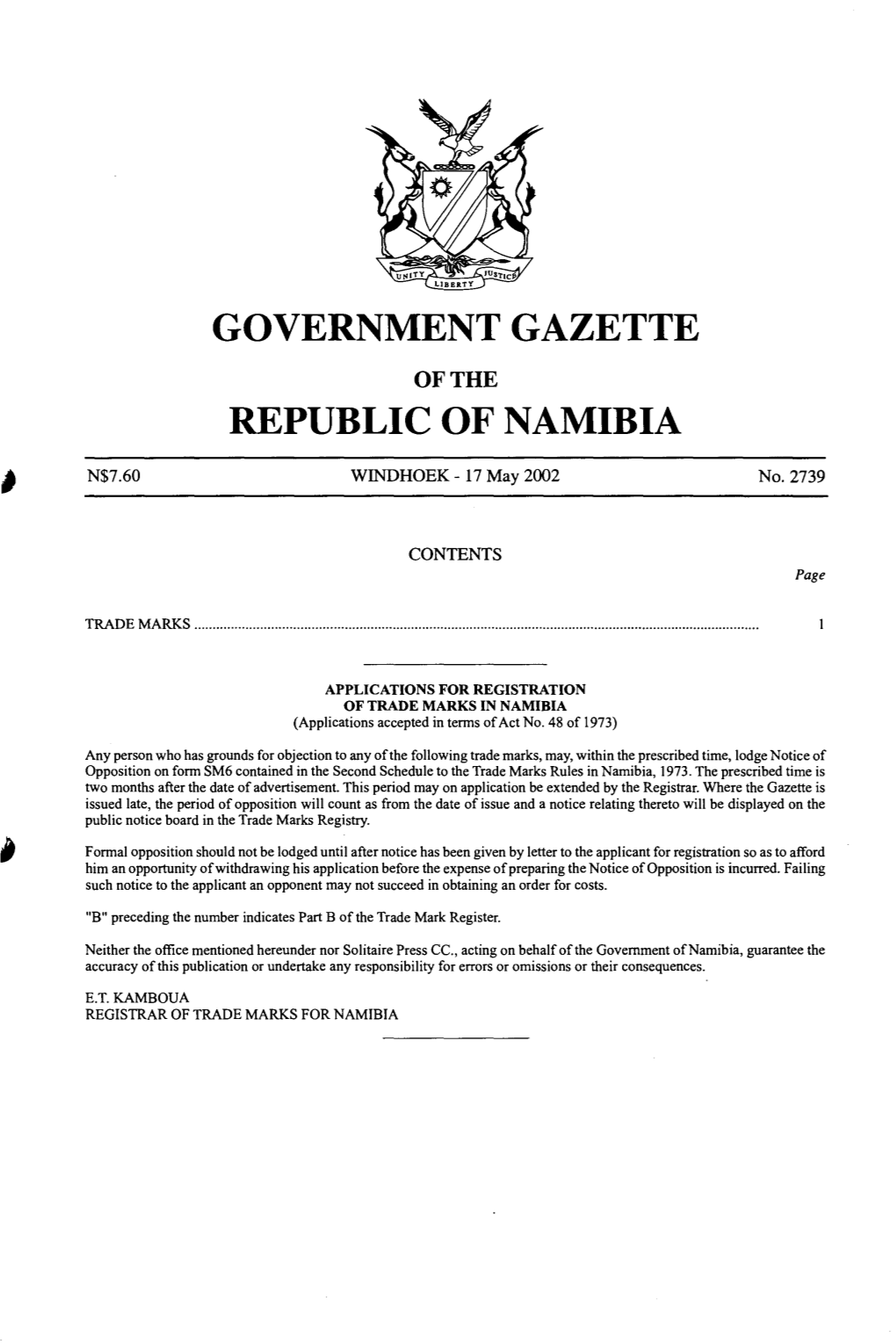 Government Gazette Republic of Namibia