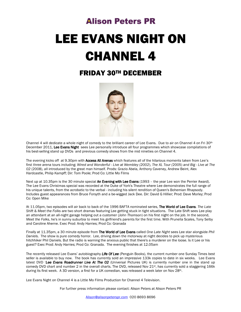 Lee Evans Night on Channel 4