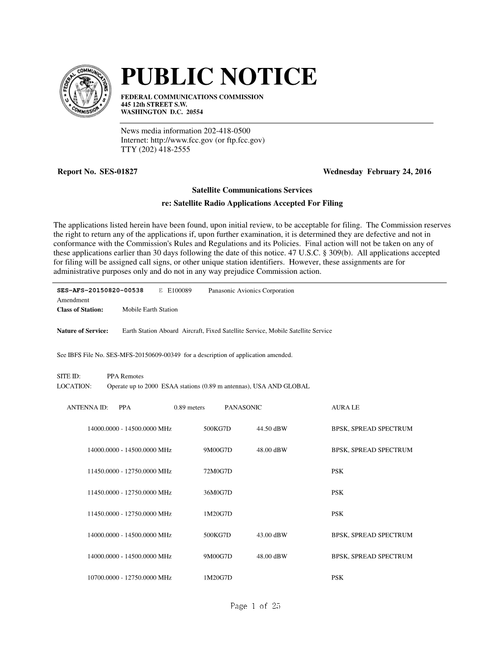 PUBLIC NOTICE FEDERAL COMMUNICATIONS COMMISSION 445 12Th STREET S.W