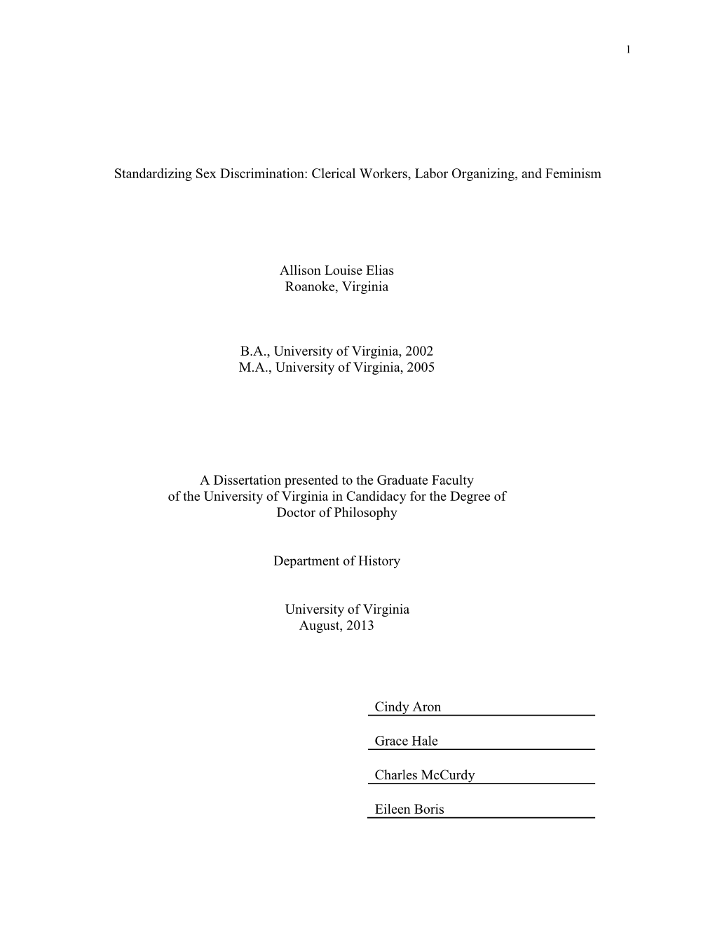 Standardizing Sex Discrimination: Clerical Workers, Labor Organizing, and Feminism