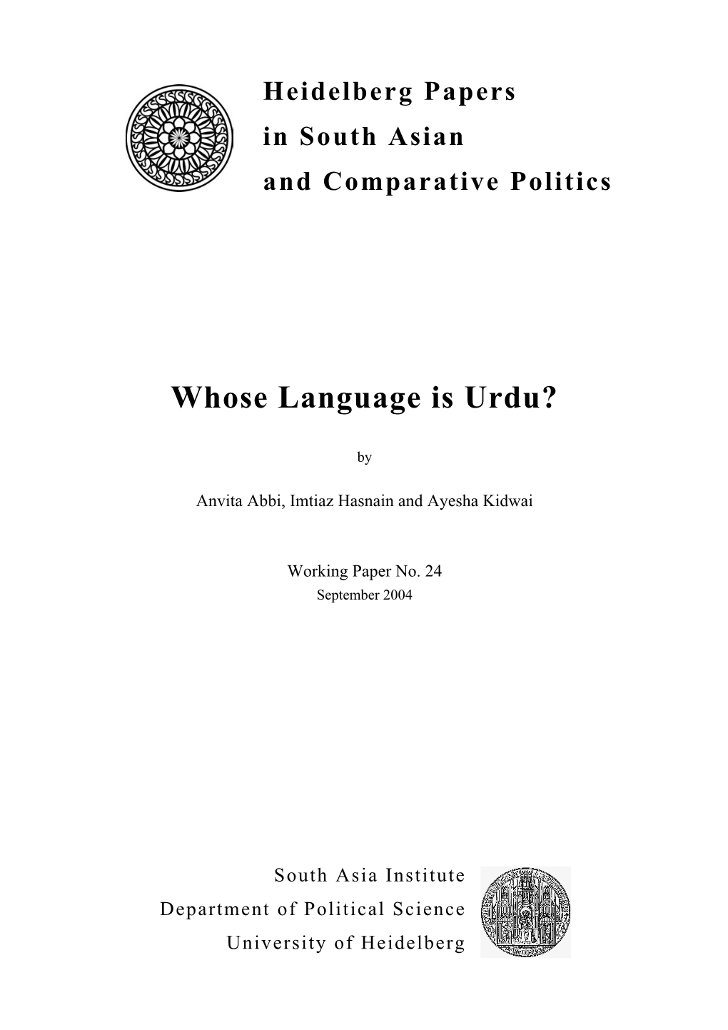 Whose Language Is Urdu?