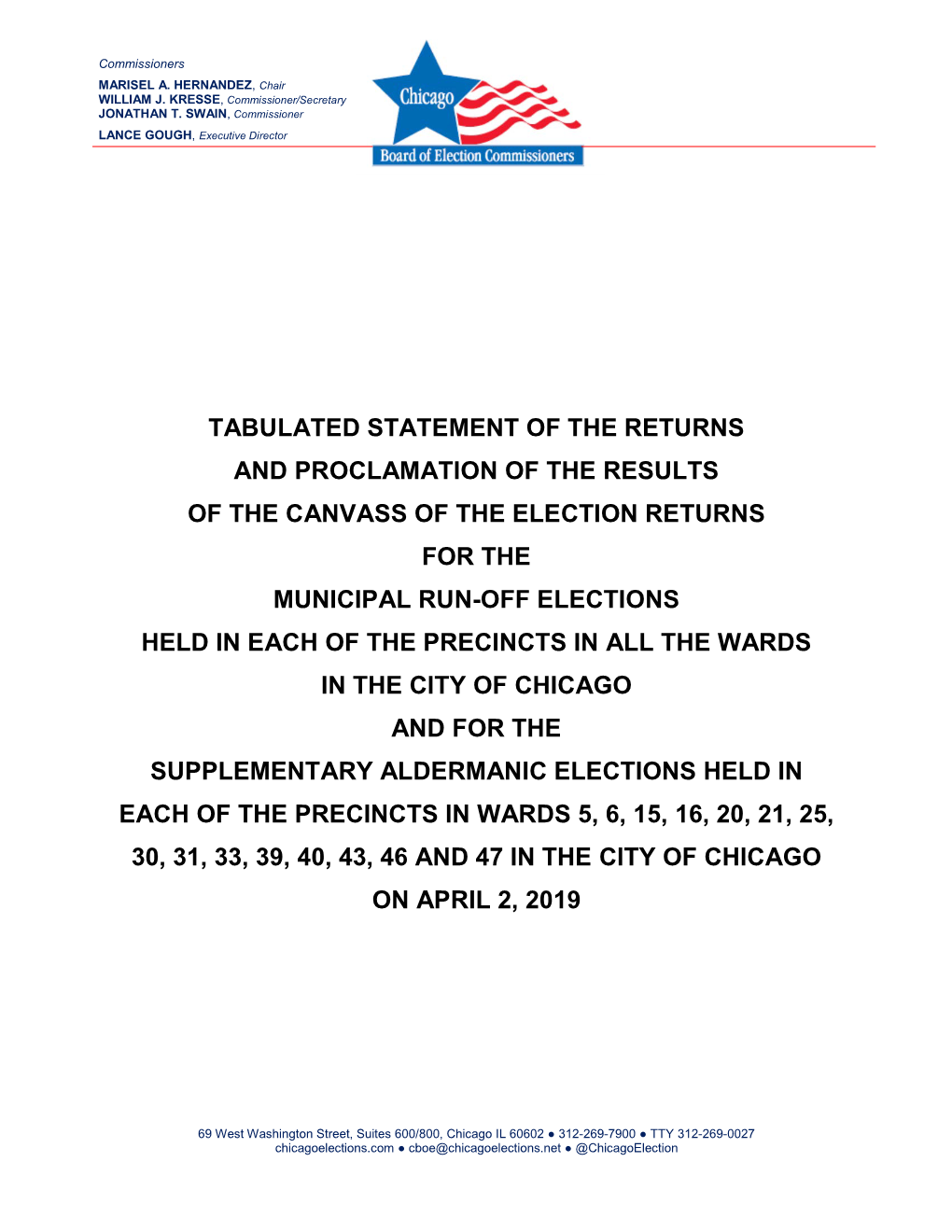 Summary Report City of Chicago, Illinois