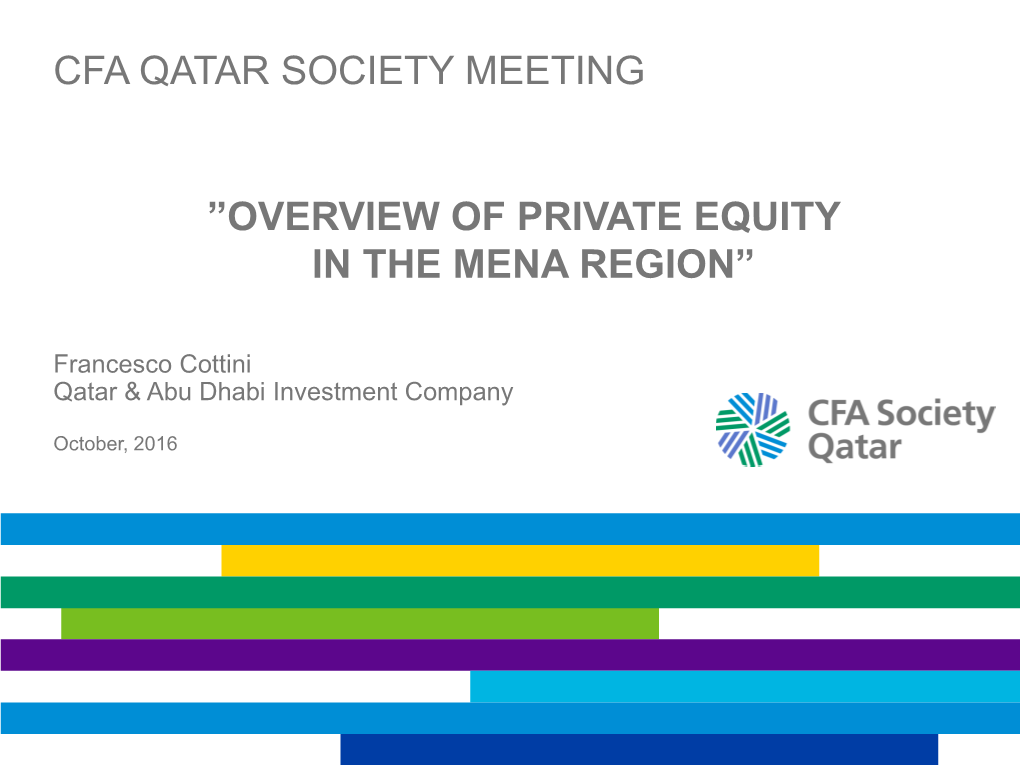 Overview of Private Equity in the Mena Region”