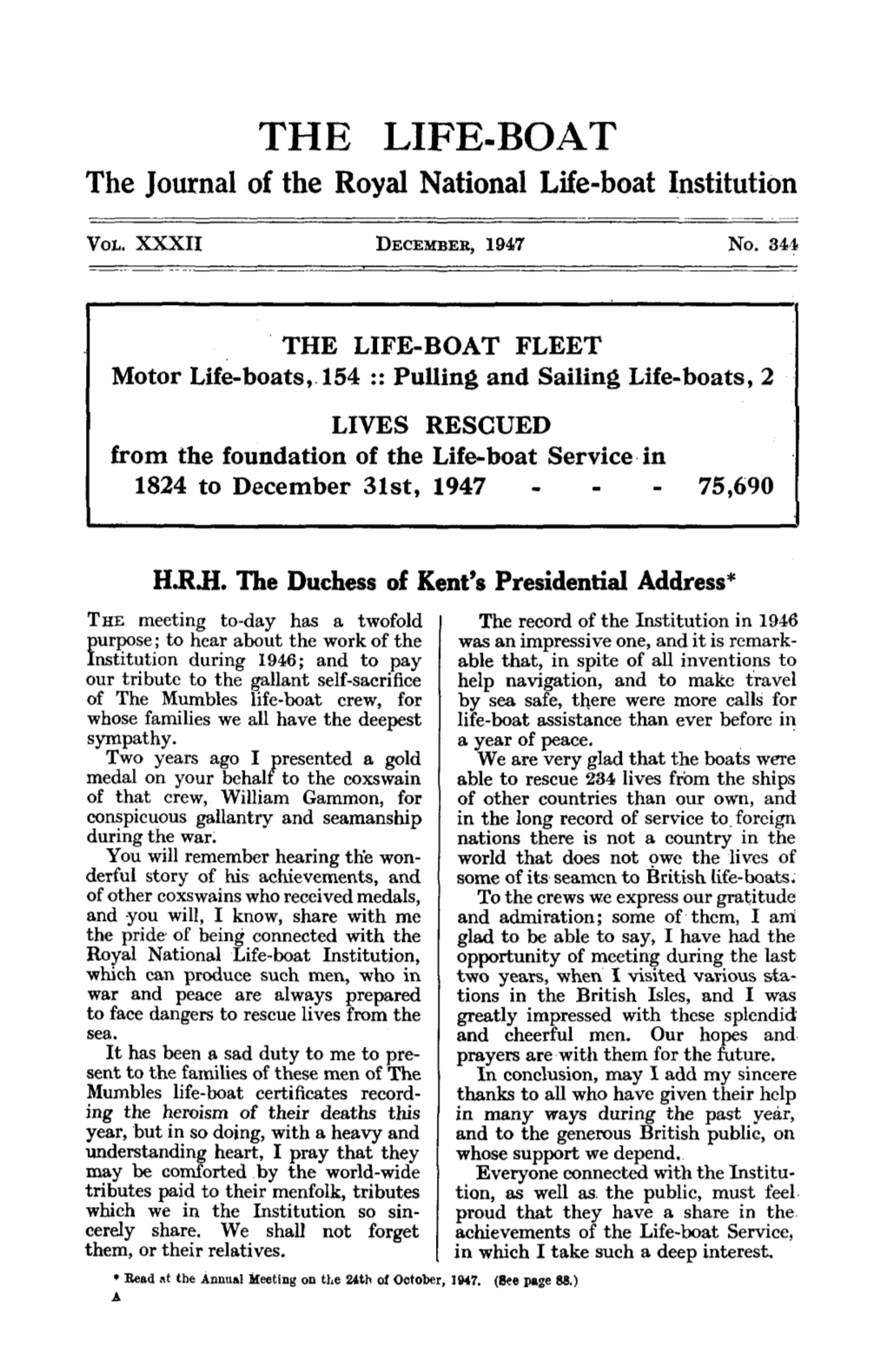 THE LIFE-BOAT the Journal of the Royal National Life-Boat Institution