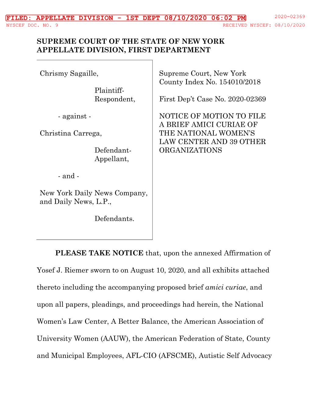 Supreme Court of the State of New York Appellate Division, First Department