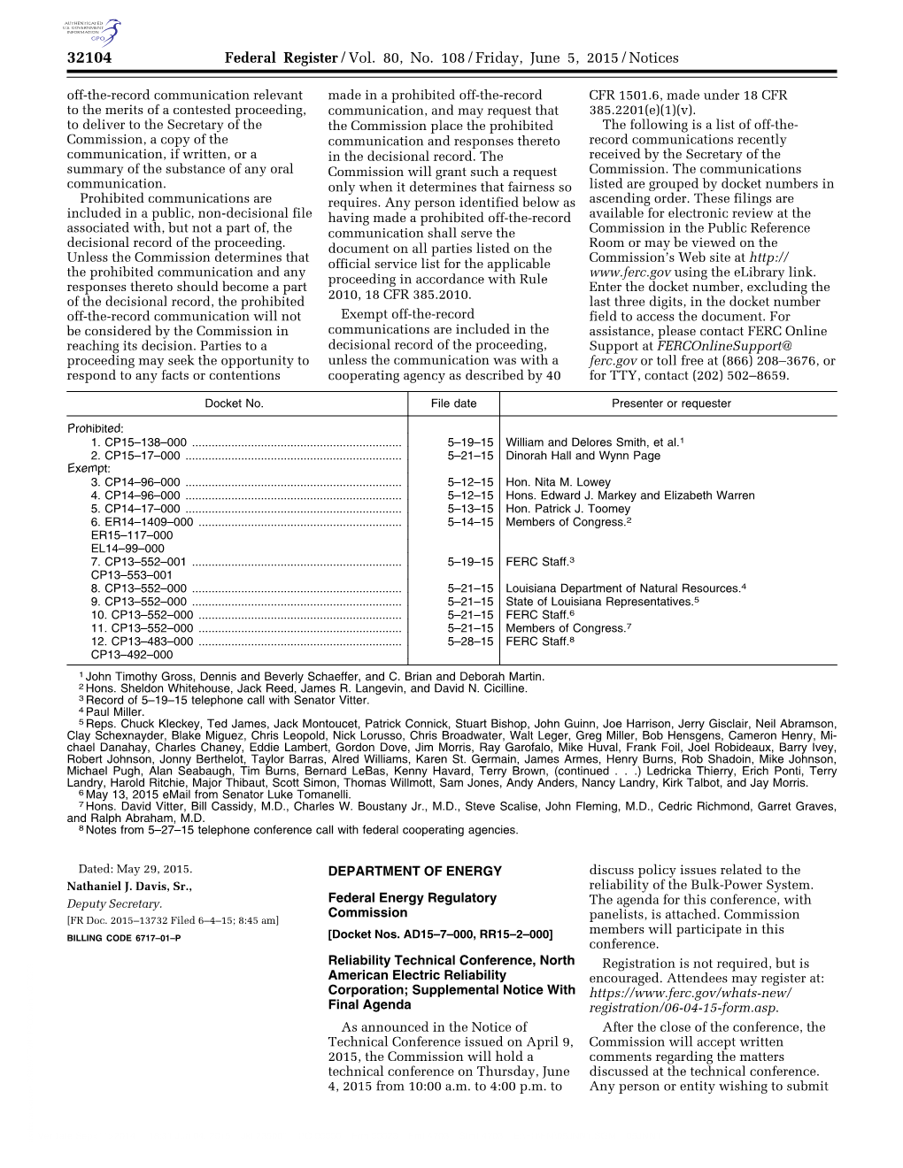 Federal Register/Vol. 80, No. 108/Friday, June 5, 2015/Notices