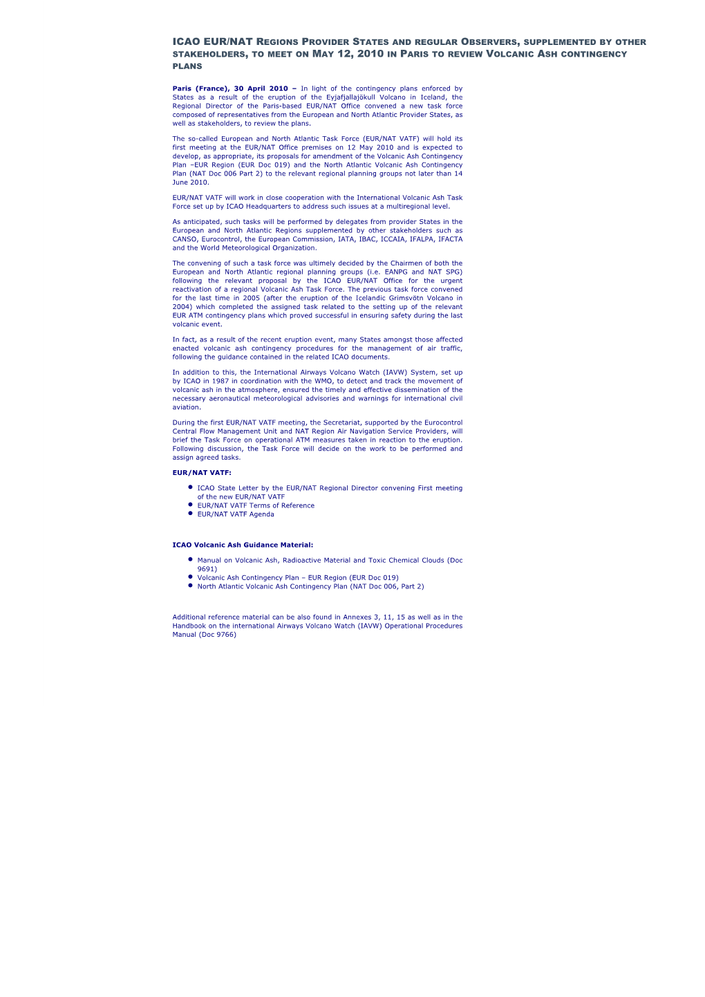 ICAO EUR/NAT Regions Provider States and Regular Observers