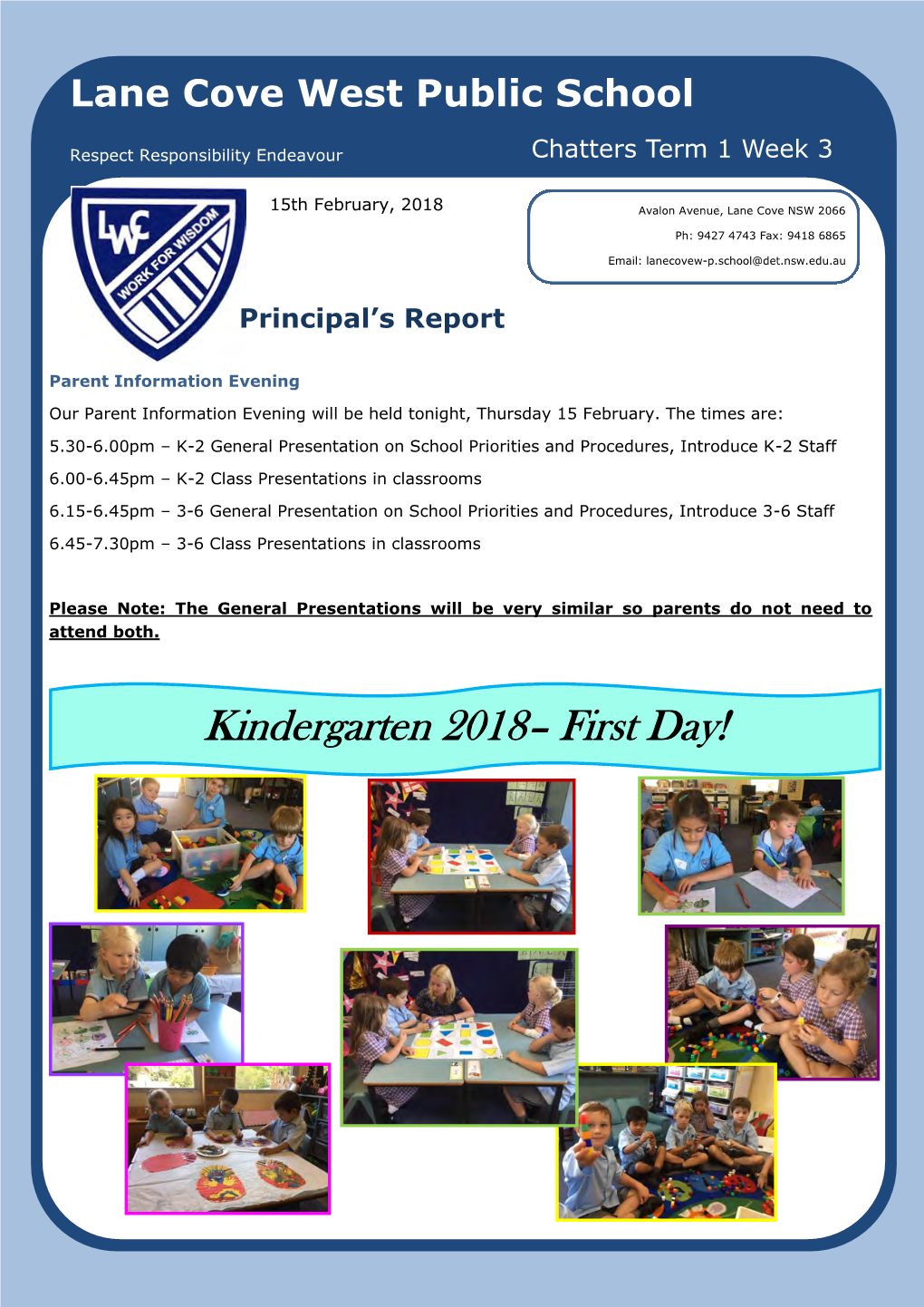 Kindergarten 2018– First Day!