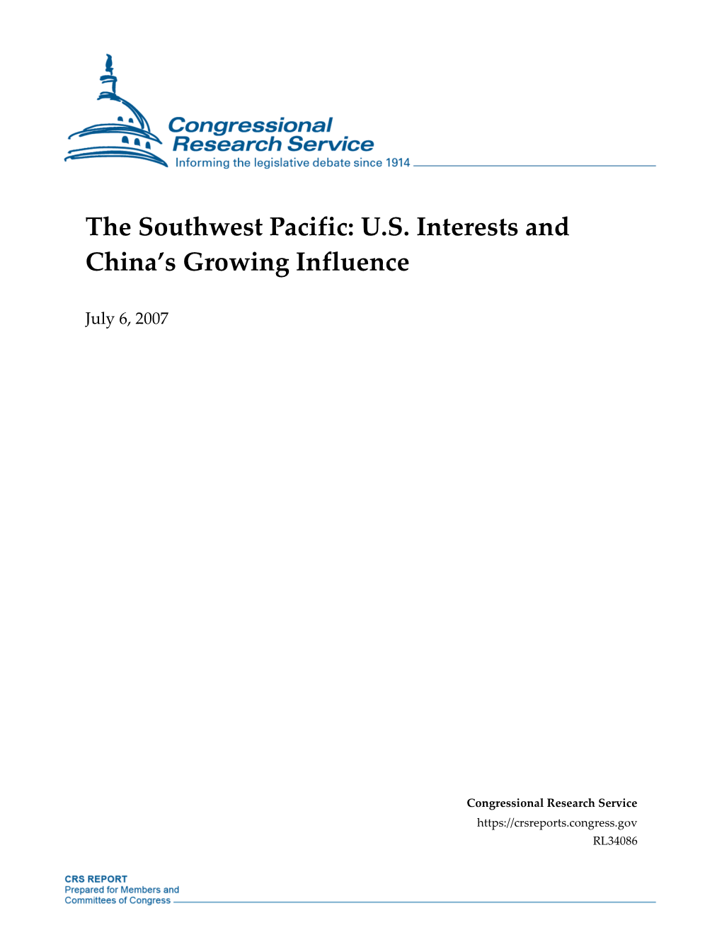 The Southwest Pacific: U.S