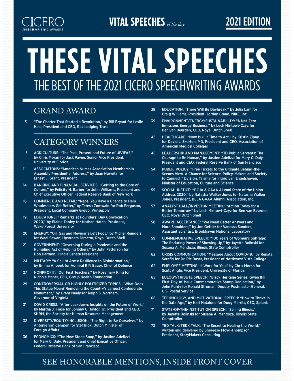 The Best of the 2021 Cicero Speechwriting Awards