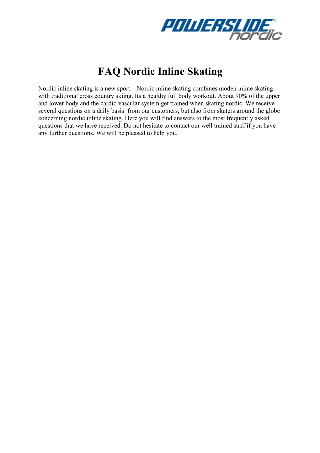 FAQ Nordic Inline Skating