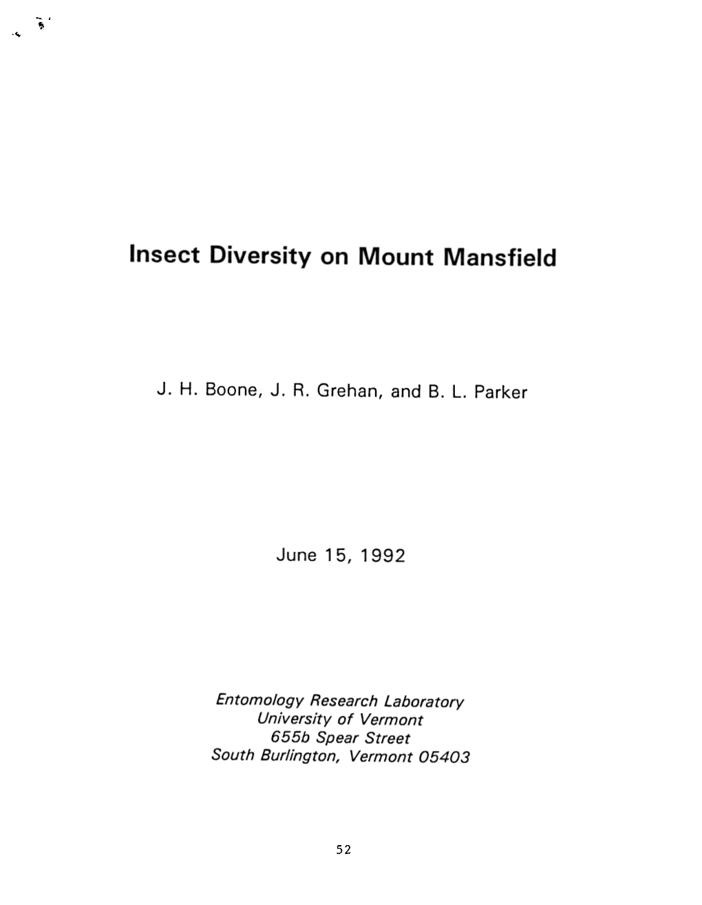 Insect Diversity on Mount Mansfield